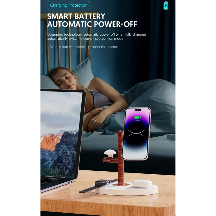 Catchy Jo 4 in 1 wireless charger with integrated lamp