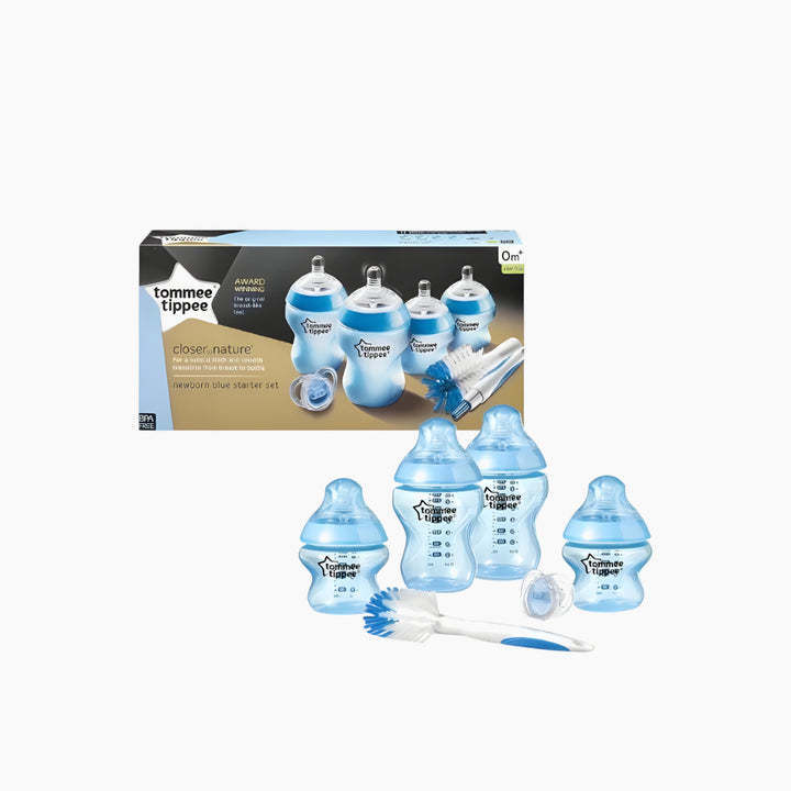 Closer to Nature newborn baby bottle starter kit for boys in blue