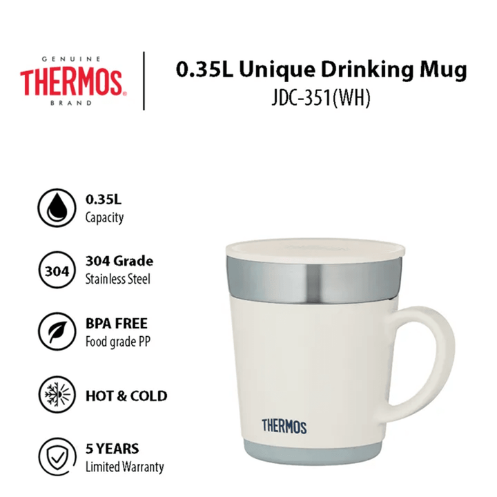 White Stainless Steel Vacuum Desktop Mug 350 mL
