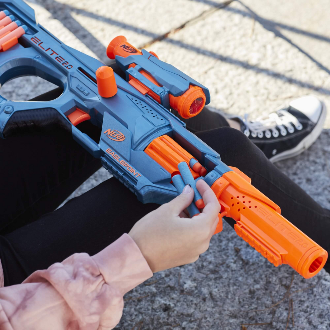 Hasbro Nerf Elite 2.0 Eaglepoint Rd-8 Blaster with detachable scope and barrel