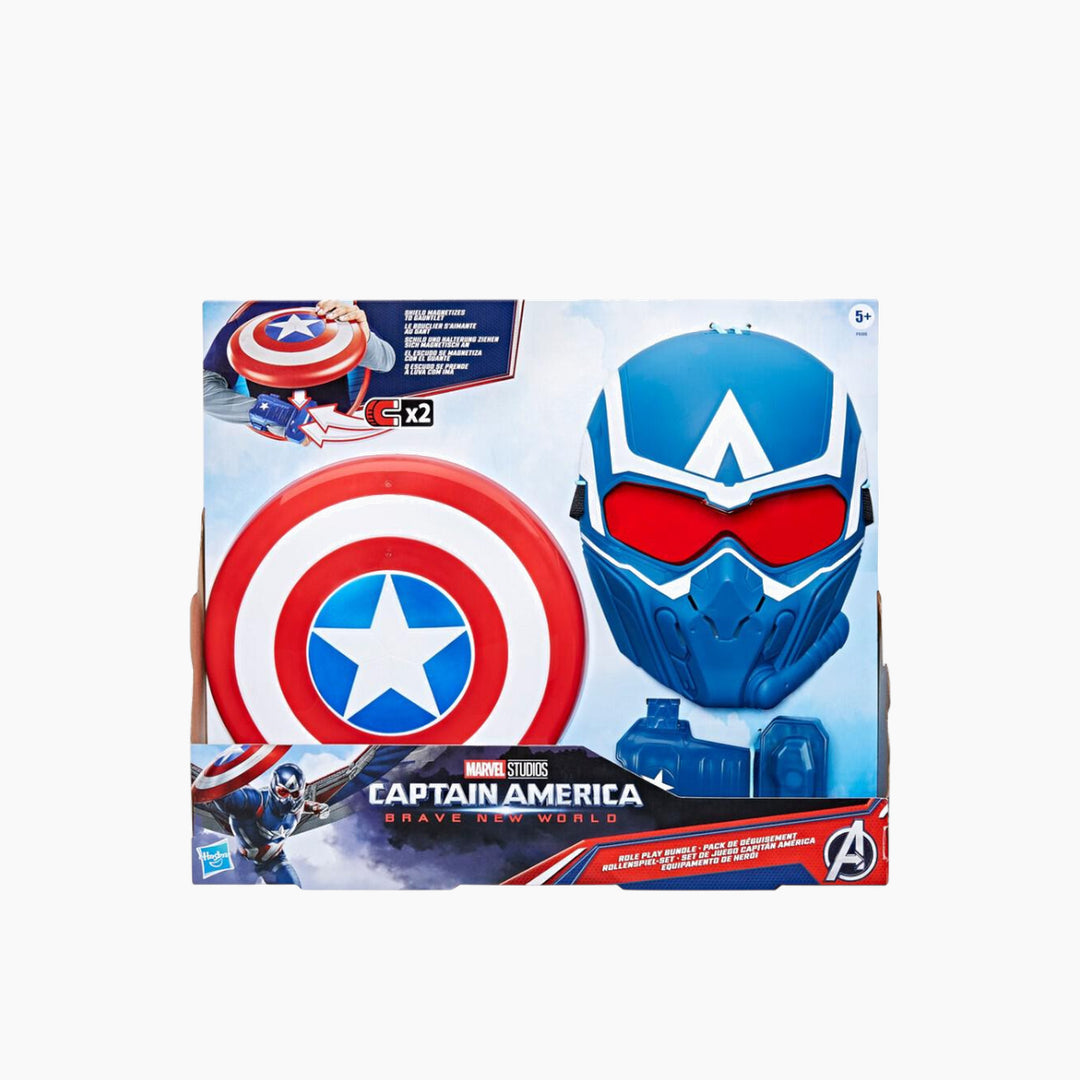 Hasbro Captain America role-play bundle with mask, shield, and gauntlet