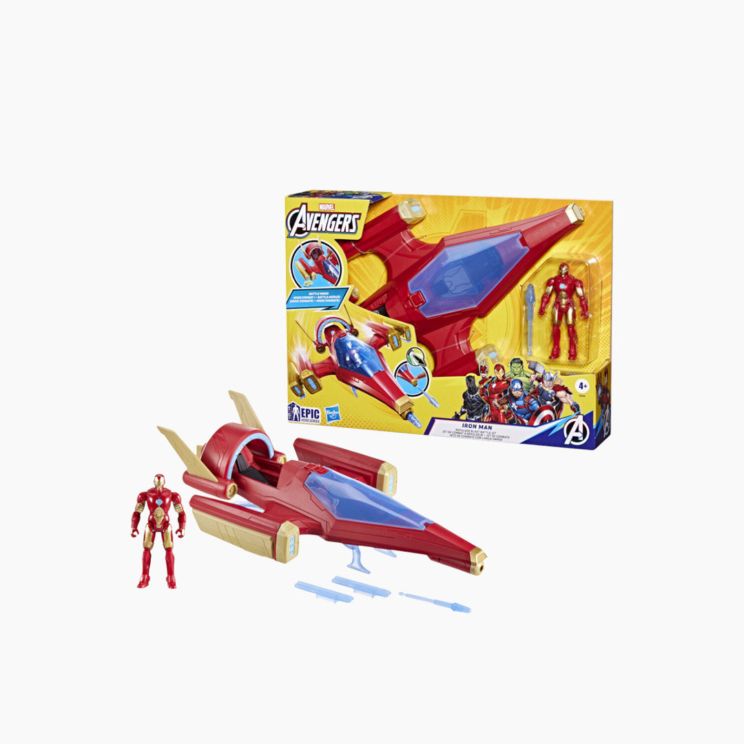 Hasbro Avengers Iron Man action figure and battle jet toy set