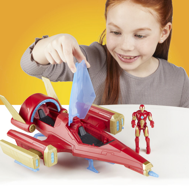 Hasbro Avengers Iron Man action figure and battle jet toy set