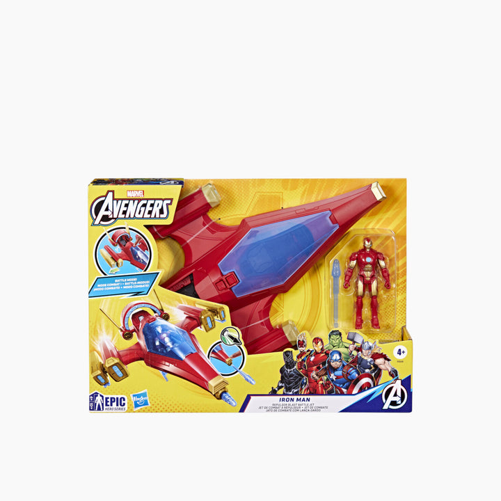 Hasbro Avengers Iron Man action figure and battle jet toy set