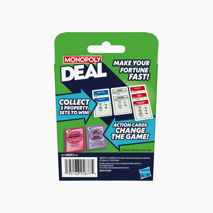Hasbro Monopoly Deal card game for ages 8 and up