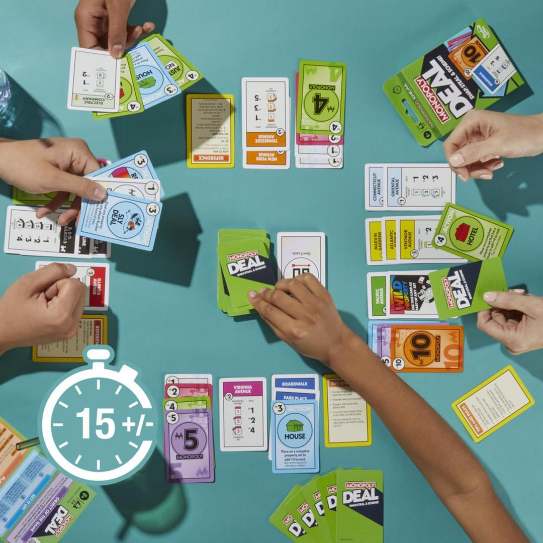 Hasbro Monopoly Deal card game for ages 8 and up