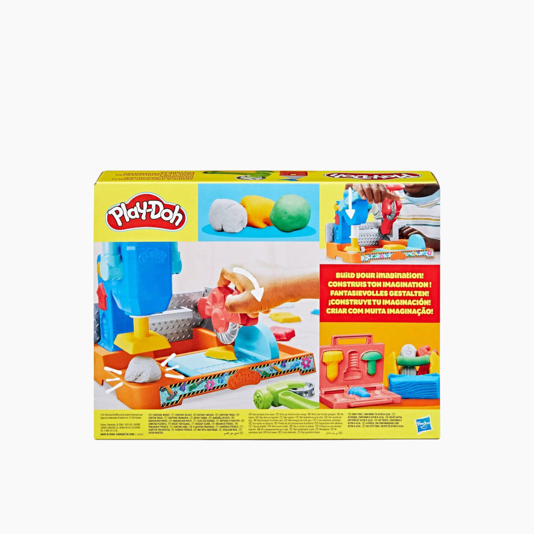 Hasbro Play-Doh Stamp &amp; Saw Tool Bench play dough tool set with 5 cans of Play-Doh