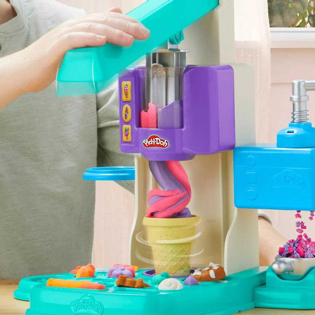 Hasbro Play-Doh Rainbow Swirl Ice Cream Playset for making multicolored pretend ice cream