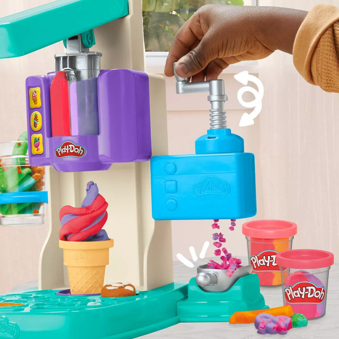 Hasbro Play-Doh Rainbow Swirl Ice Cream Playset for making multicolored pretend ice cream