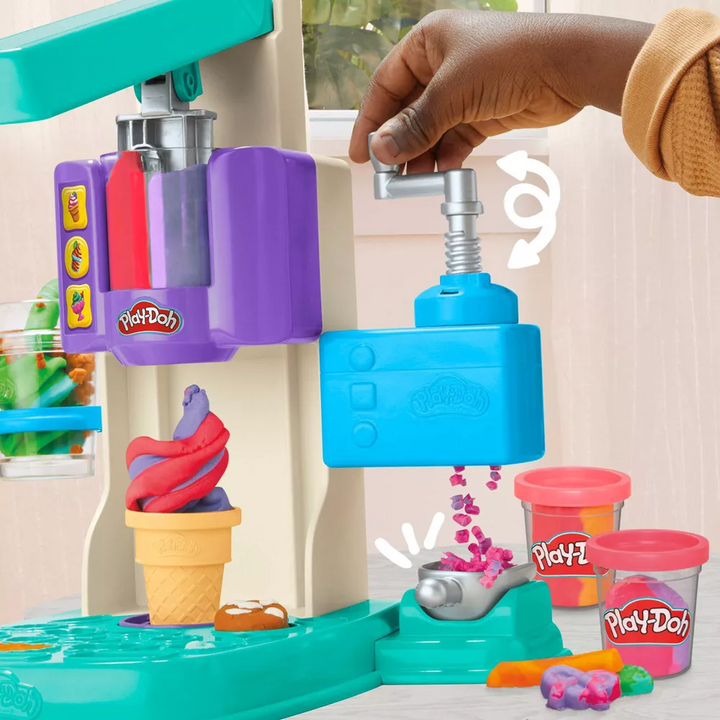 Hasbro Play-Doh Rainbow Swirl Ice Cream Playset for making multicolored pretend ice cream
