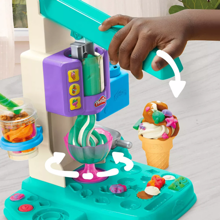 Hasbro Play-Doh Rainbow Swirl Ice Cream Playset for making multicolored pretend ice cream