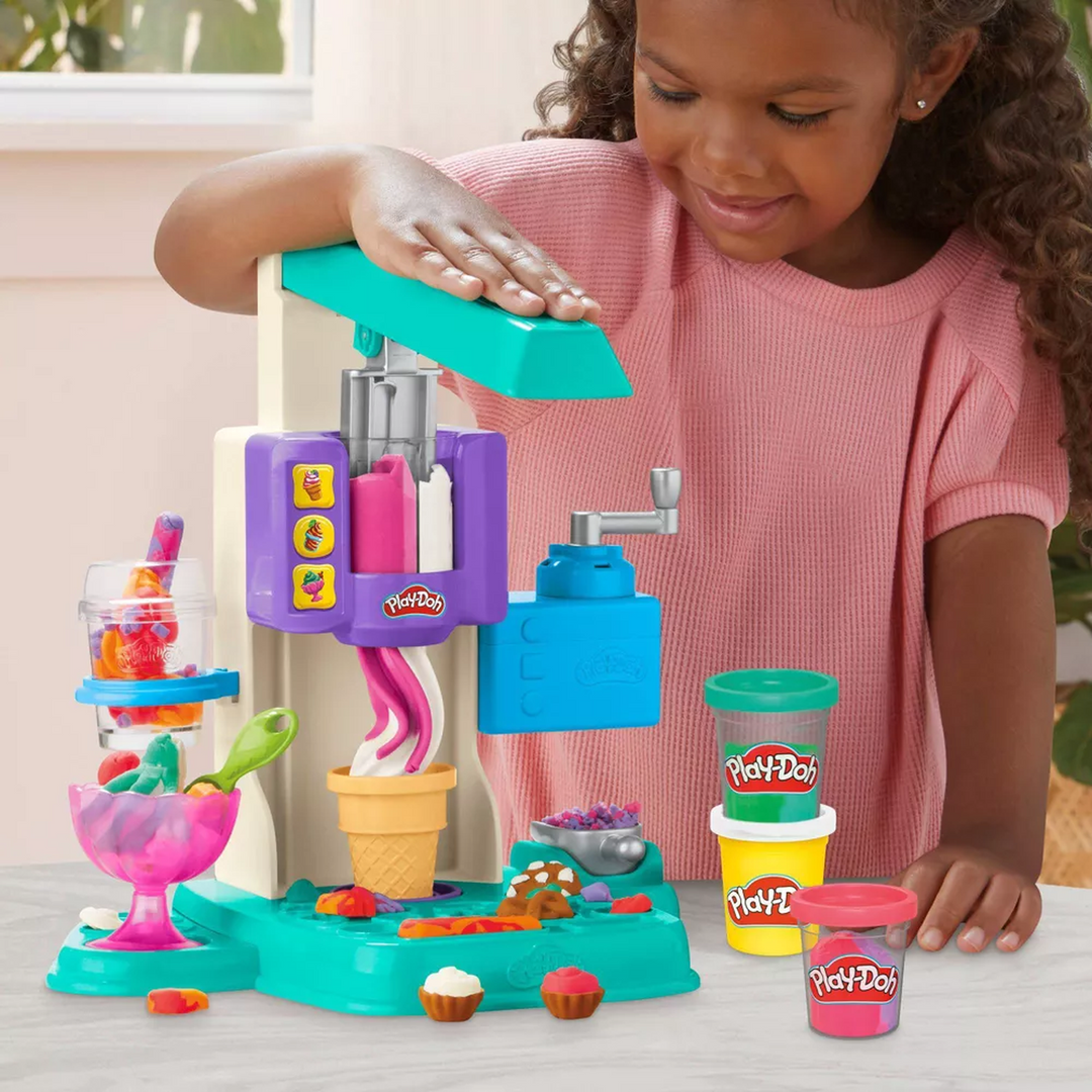 Hasbro Play-Doh Rainbow Swirl Ice Cream Playset for making multicolored pretend ice cream