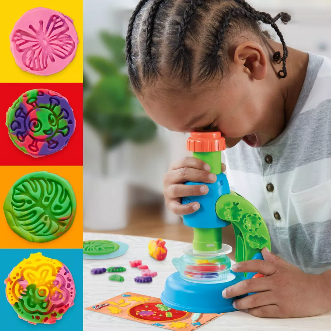 Play-Doh Light &amp; Look Microscope Playset with science tools and 5 colors