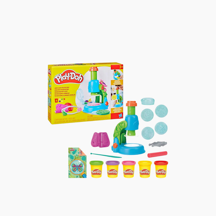 Play-Doh Light &amp; Look Microscope Playset with science tools and 5 colors