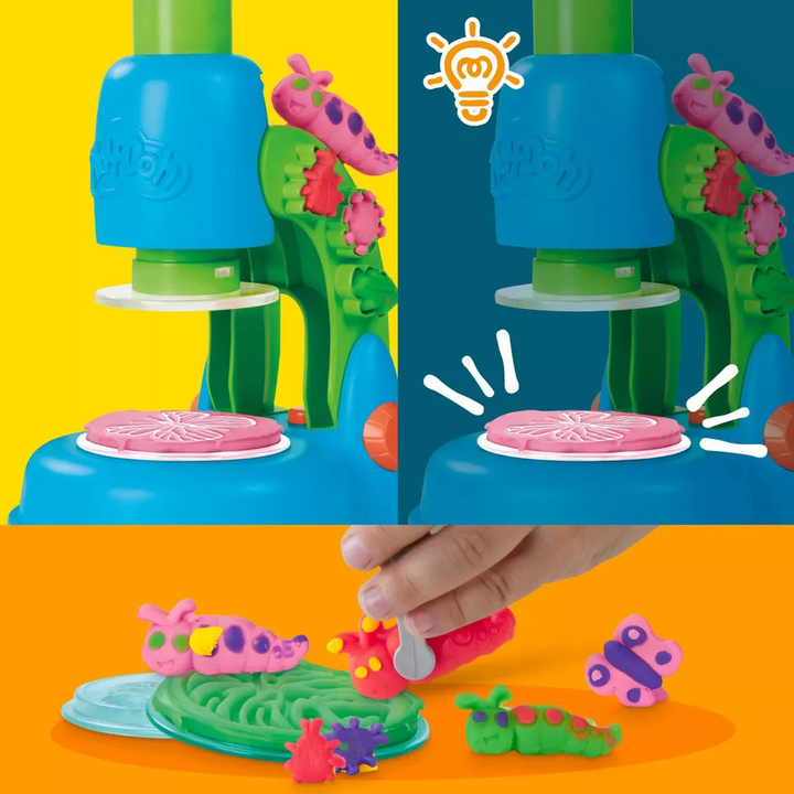 Play-Doh Light &amp; Look Microscope Playset with science tools and 5 colors