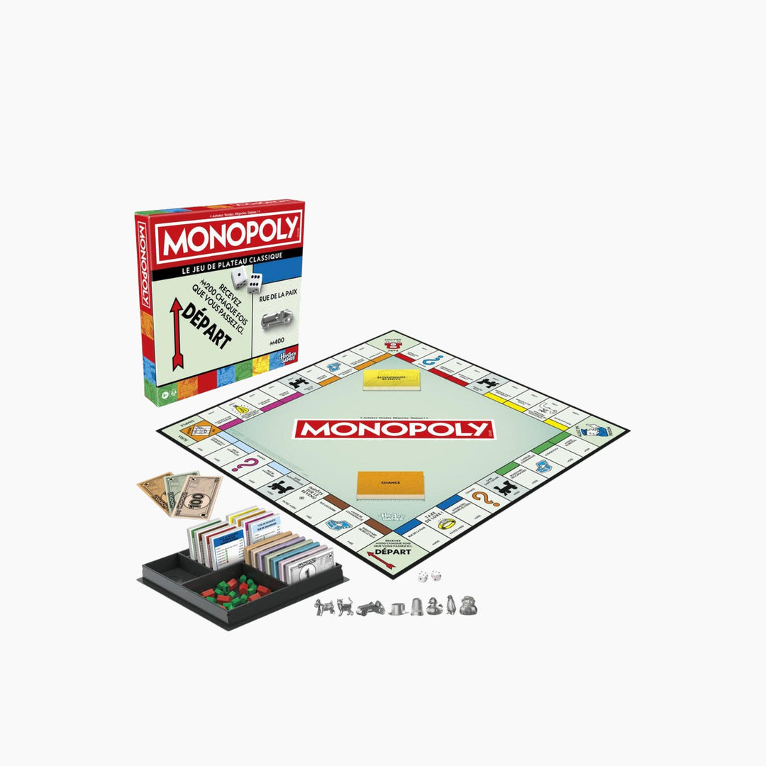 Hasbro Monopoly Classic Game with storage tray in French