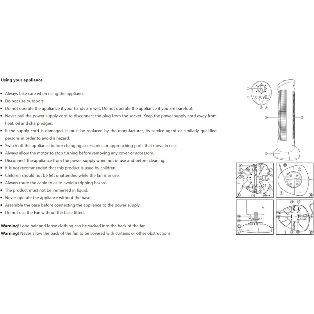 Black &amp; Decker 60W tower fan