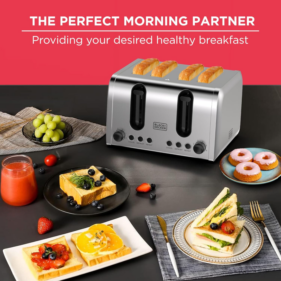 Black &amp; Decker 4 Slice Parallel Slot Ss Toaster