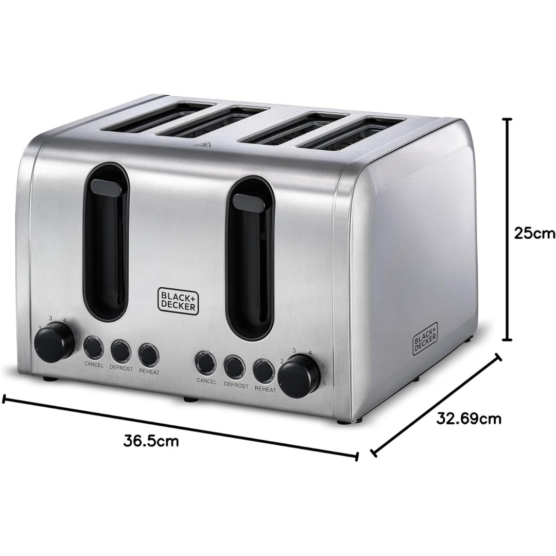 Black &amp; Decker 4 Slice Parallel Slot Ss Toaster