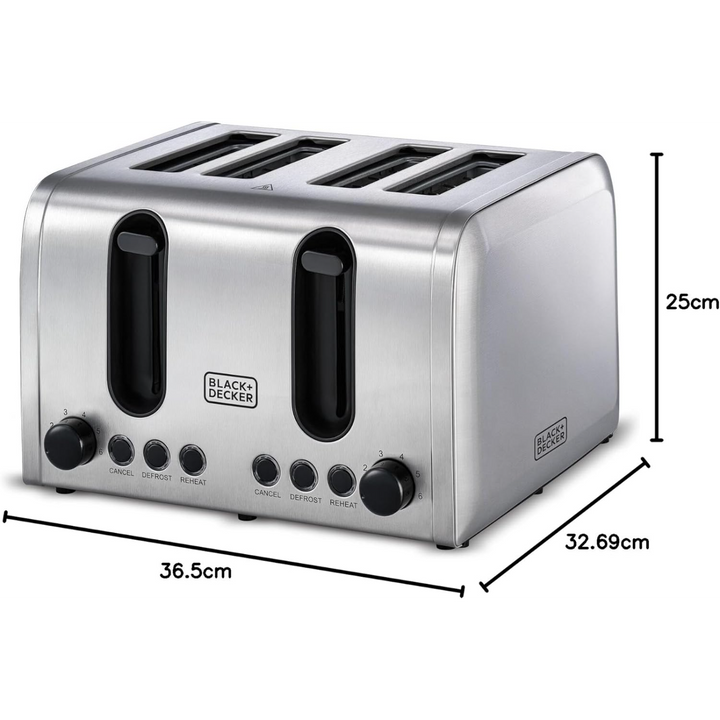 Black &amp; Decker 4 Slice Parallel Slot Ss Toaster