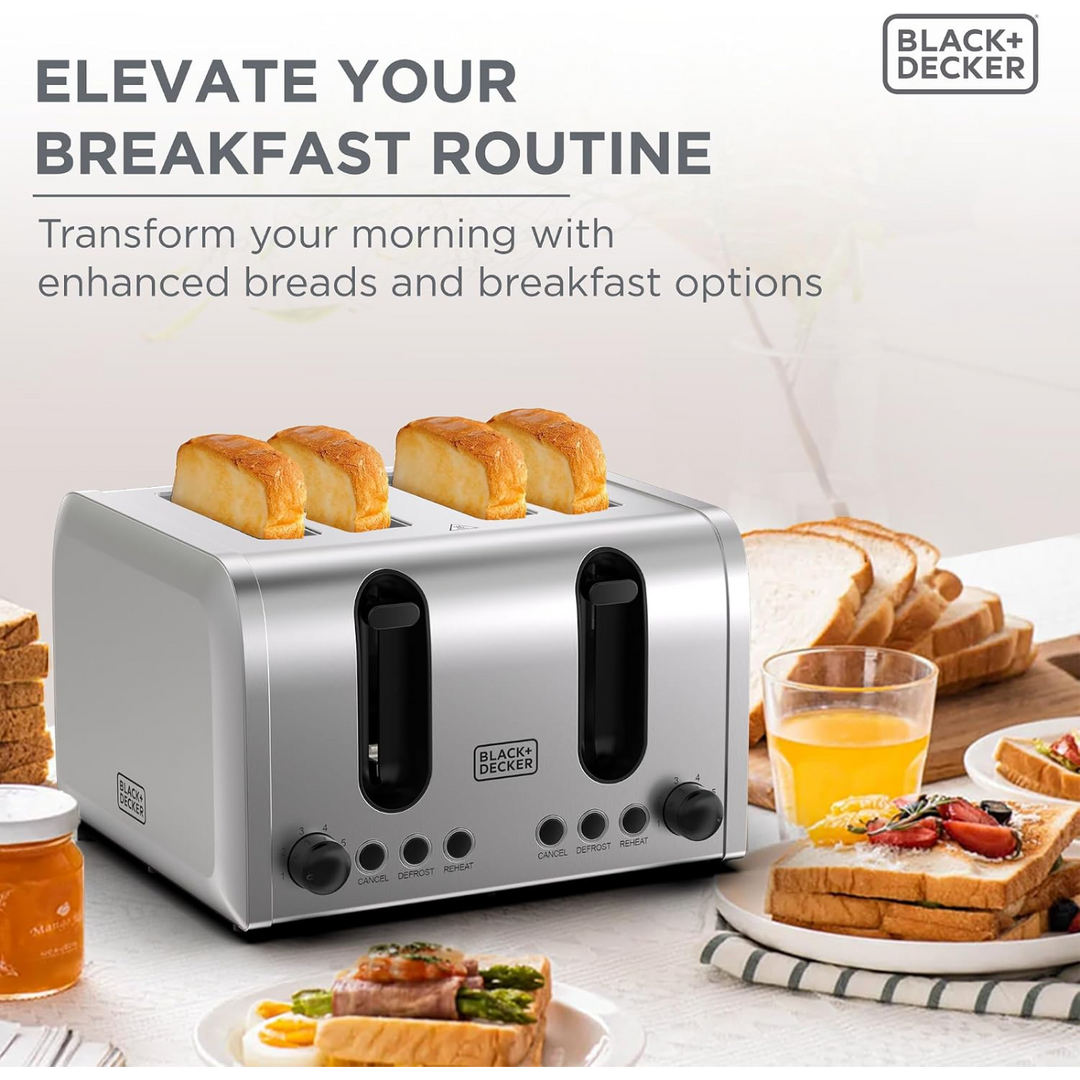 Black &amp; Decker 4 Slice Parallel Slot Ss Toaster