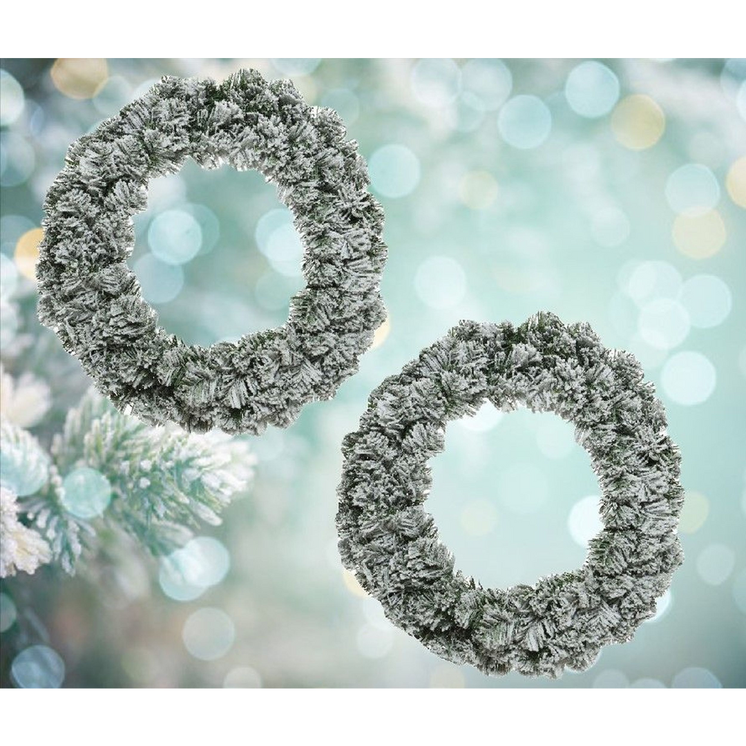 Frosted Imperial Indoor Christmas Wreath – Snow Dusted Artificial Pine