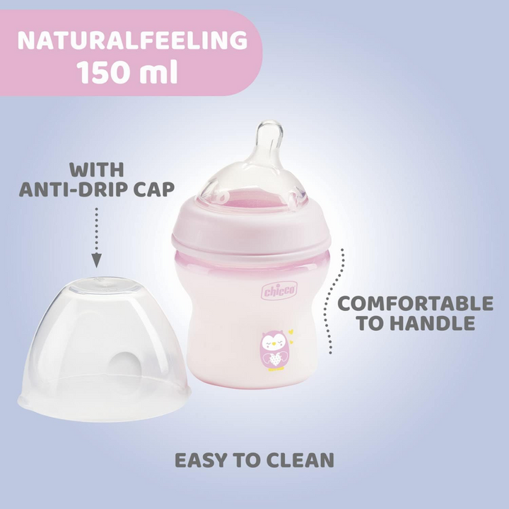 Chicco - Natural feeling 0M+ 150 ml Regular Flow - Pink