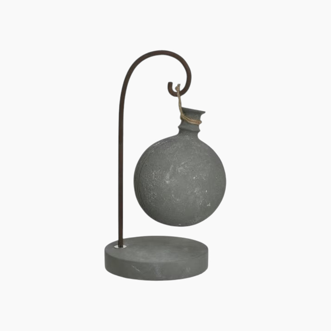 Inart cement metal hanging vase in antique grey