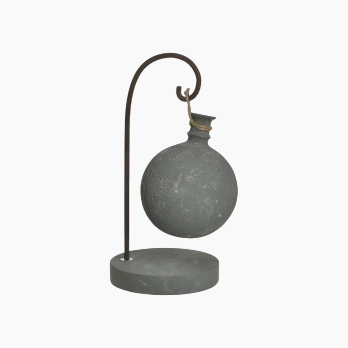 Inart cement metal hanging vase in antique grey