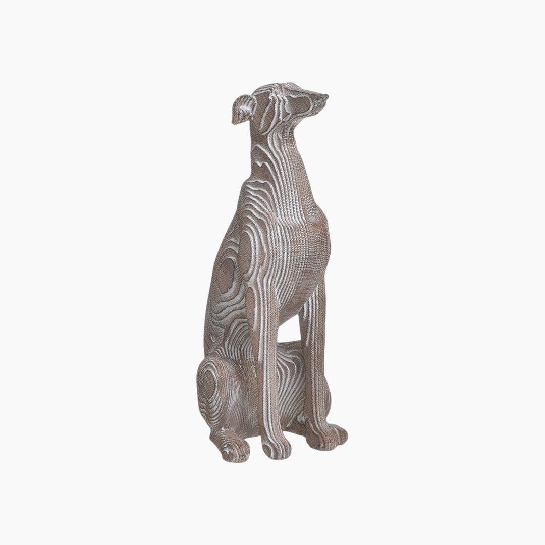 Inart resin dog figurine in beige and antique white, small size
