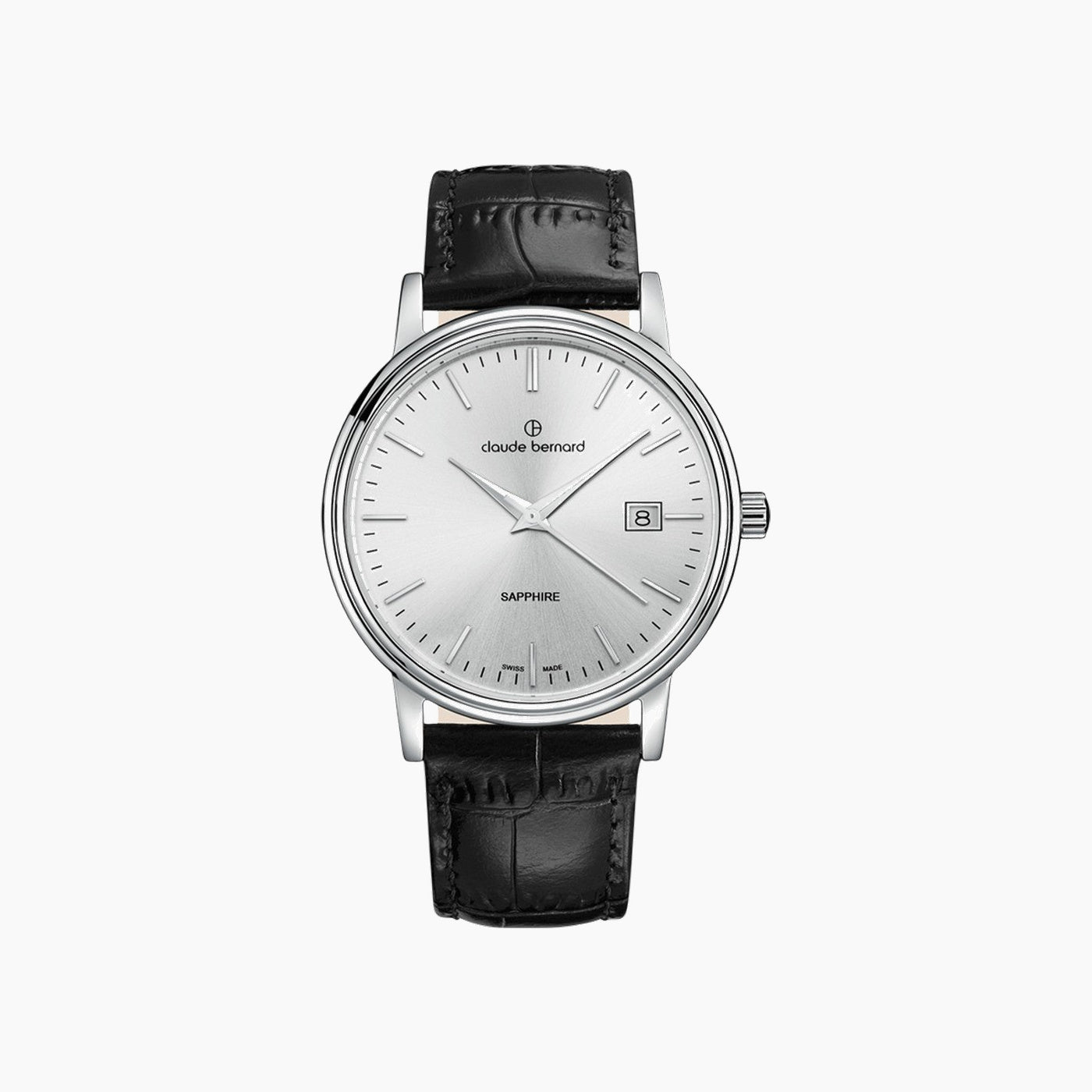 Claude Bernard Classic Date men's watch with black leather strap