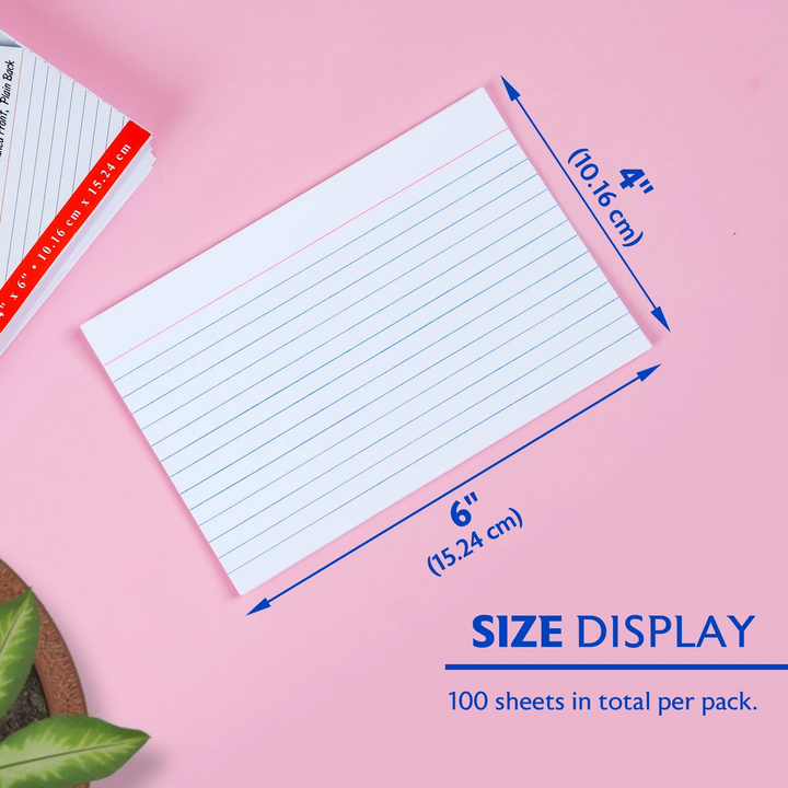 Bazic 100-Count 4" x 6" Ruled White Index Cards