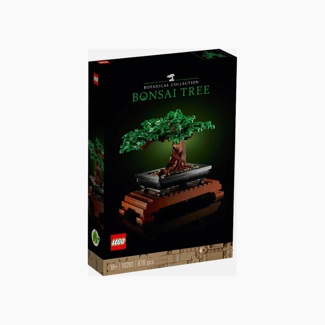 Lego Bonsai Tree construction set with customizable pink blossoms and green leaves