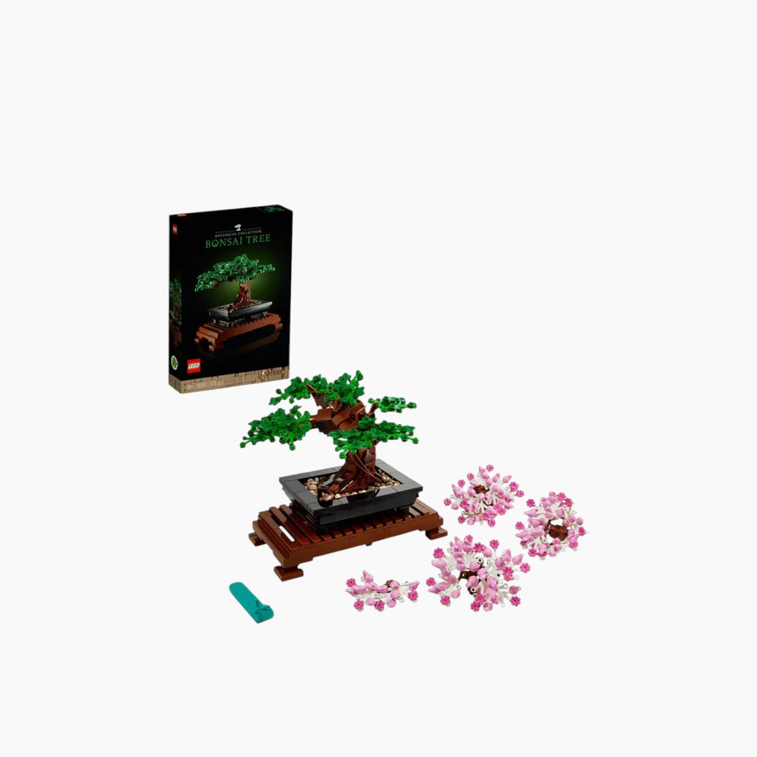 Lego Bonsai Tree construction set with pink blossoms