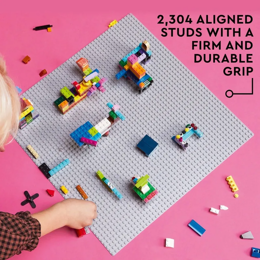 Lego gray baseplate with 2,304 studs