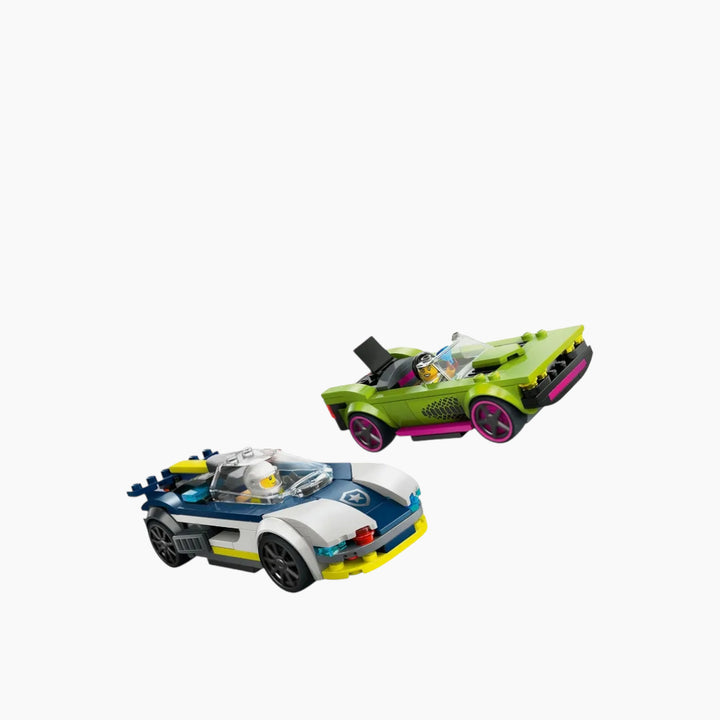 Lego police car and muscle car chase construction set