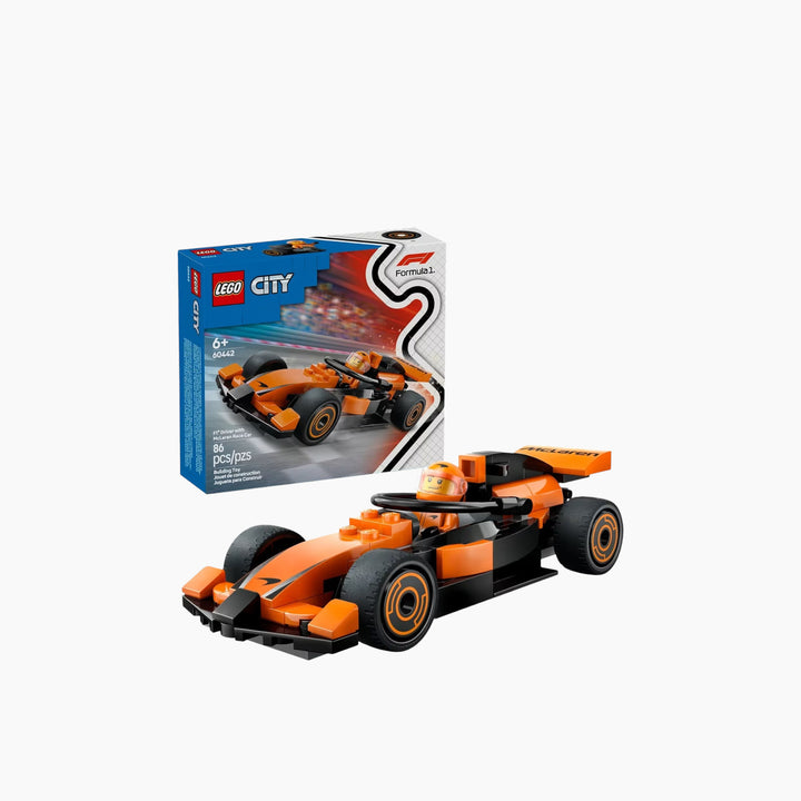 Lego F1 driver with McLaren race car construction set