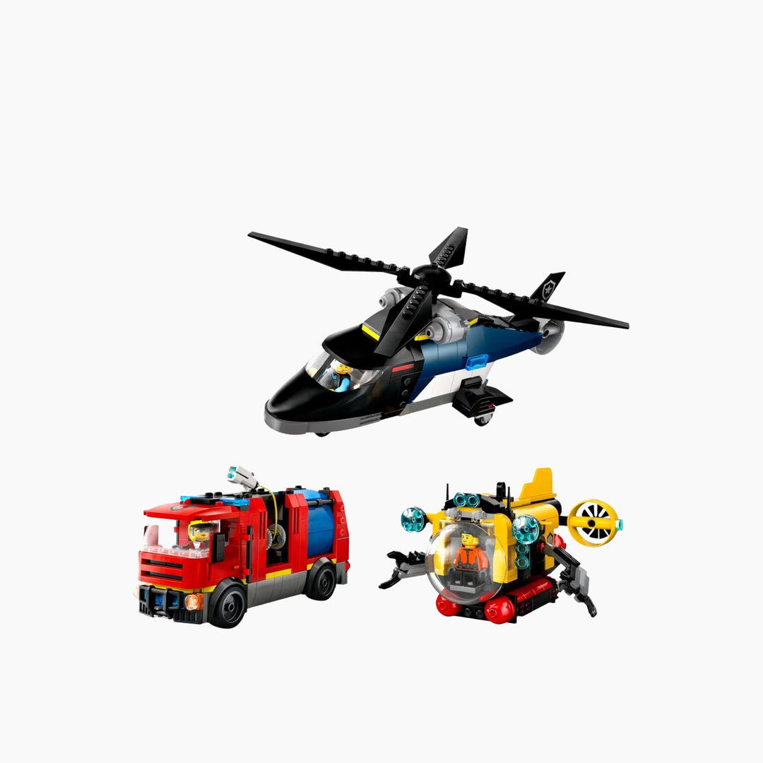 Lego Helicopter Fire Truck And Submarine