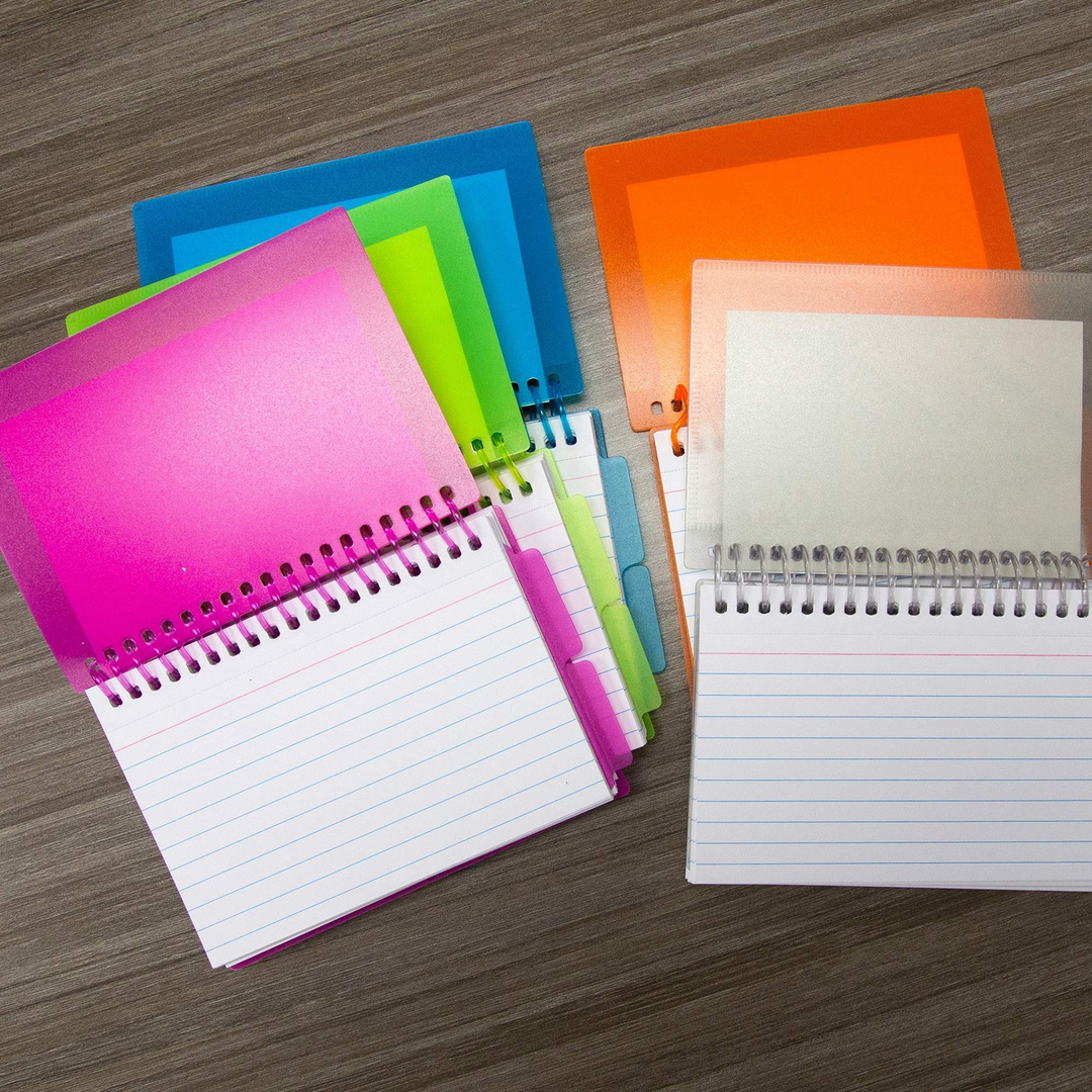 Bazic 50-Count View Poly Spiral-Bound 3" x 5" Ruled White Index Cards with 2-Tab Divider