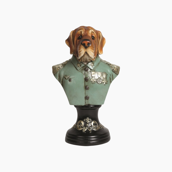 Teal dog bust figurine home accessory