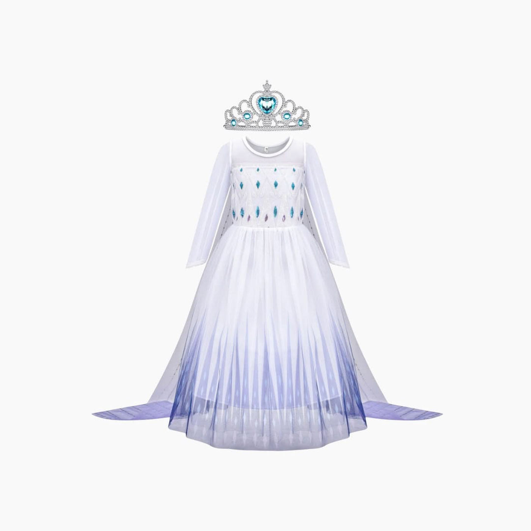 The Source Frozen Snow Queen Costume Dress, shimmering fabric, intricate patterns