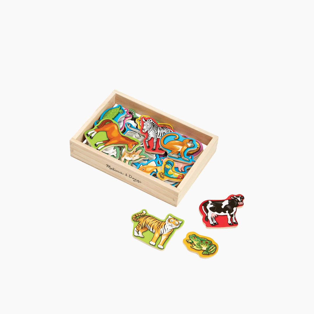 Wooden animal magnets for decorating magnetic surfaces