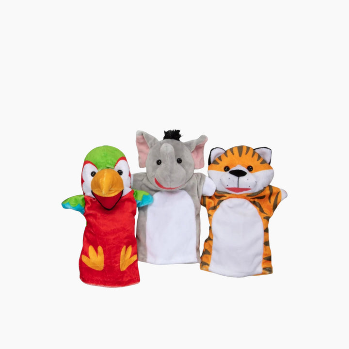 PLUSH Safari Uddies hand puppet set with six unique animal designs