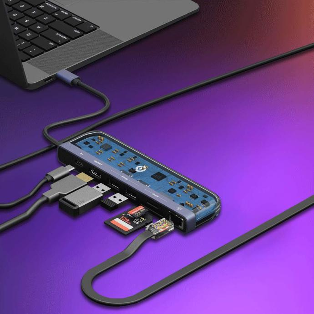 Powerology 7 in 1 USB-C Multi Hub Crystalline Series Hub