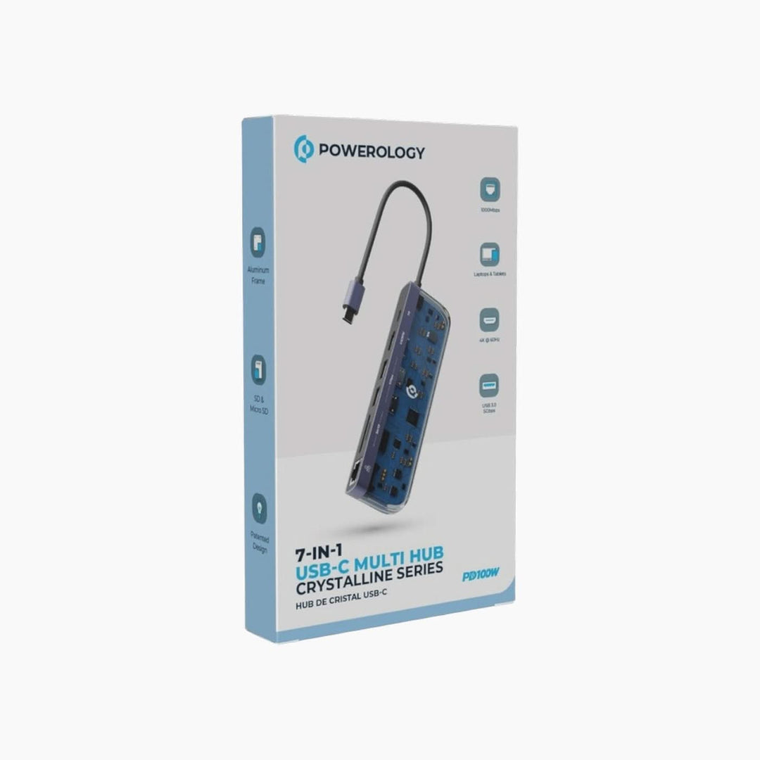 Powerology 7 in 1 USB-C Multi Hub Crystalline Series Hub