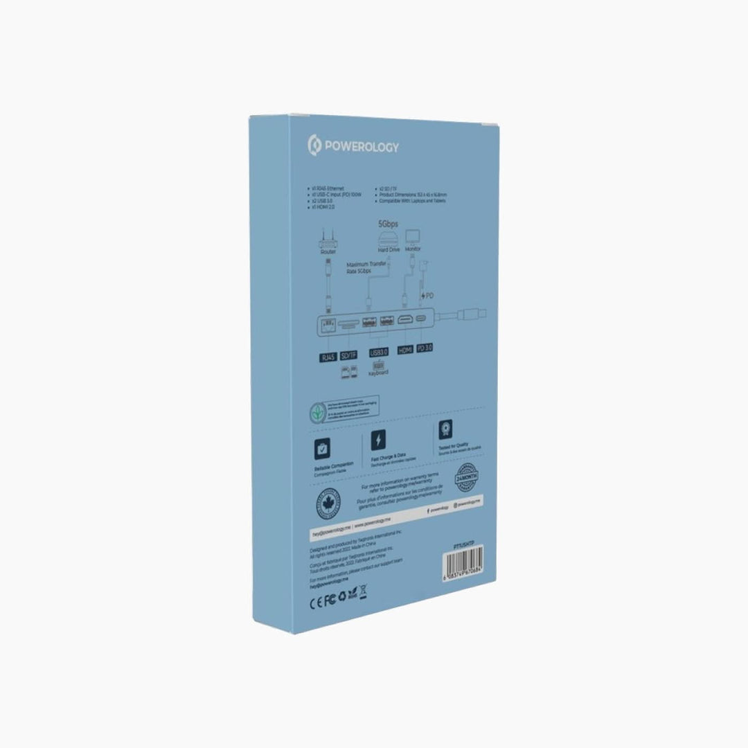 Powerology 7 in 1 USB-C Multi Hub Crystalline Series Hub