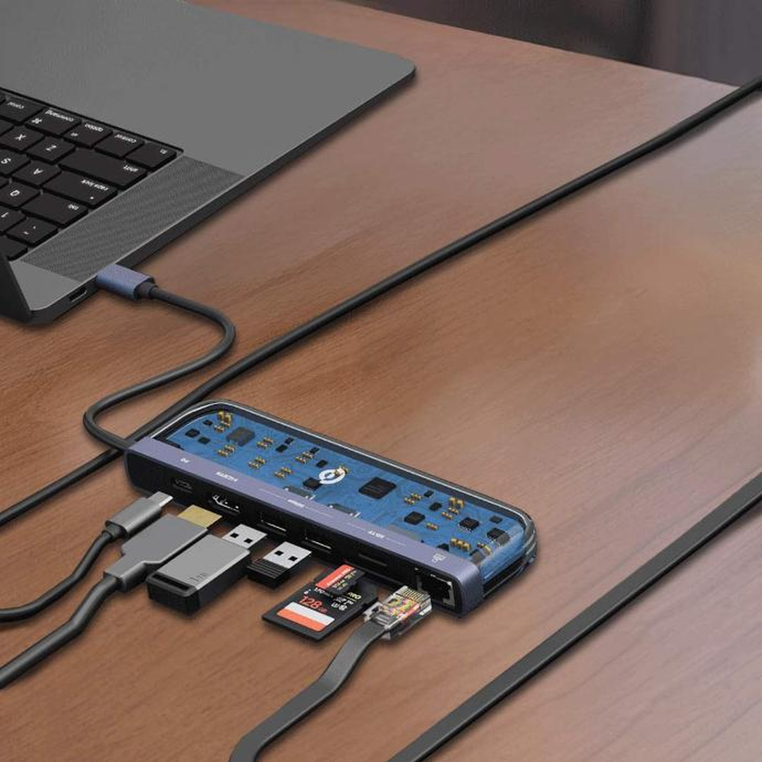 Powerology 7 in 1 USB-C Multi Hub Crystalline Series Hub