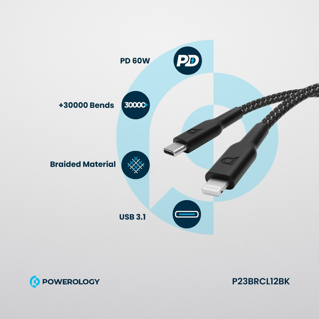 Powerology Braided USB-C To Lightning Cable