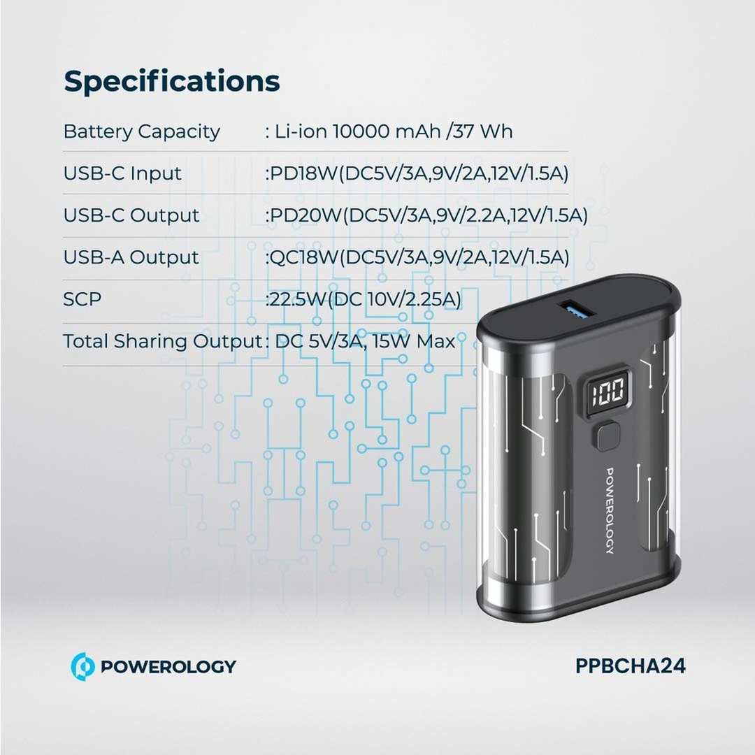 Powerology Crystalline Series 10000mAh power bank with 35W PD