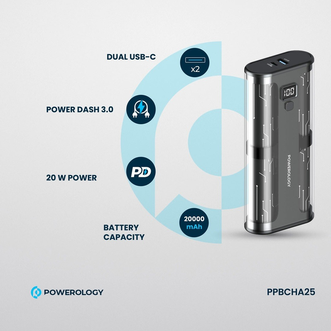 Powerology Crystalline Series 10000mAh power bank with 35W PD